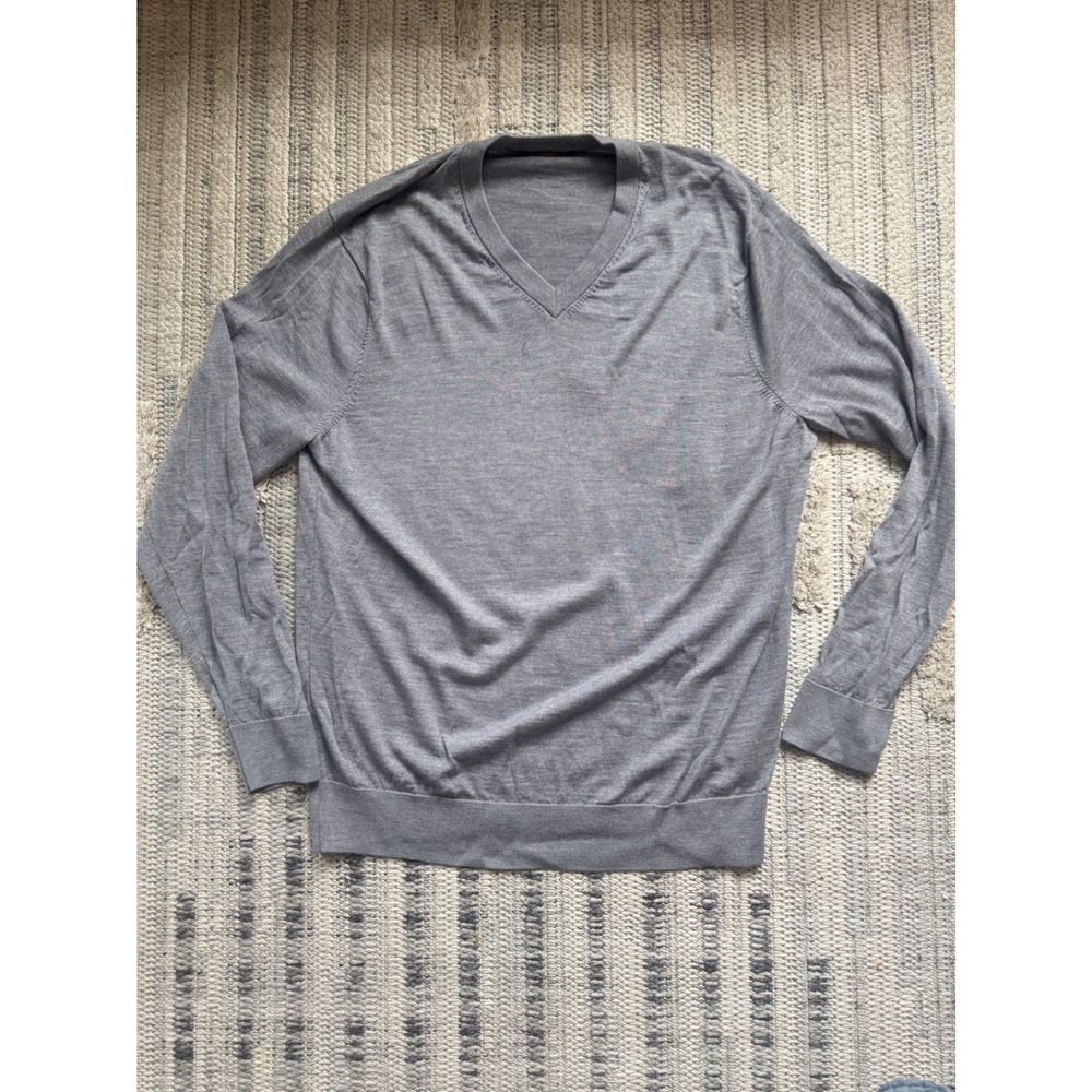 Brooks Brothers Brookstech Merino Wool V-Neck Sweater Gray Mens XL Pullover